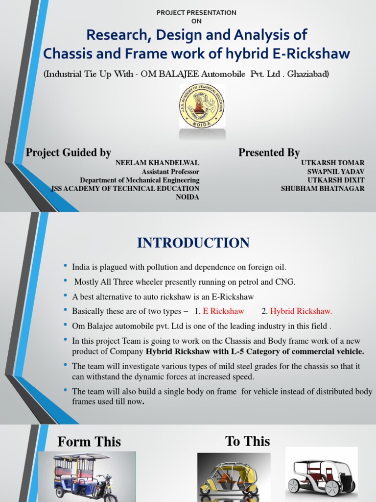 Hybrid E-Rickshaw Chassis Design Analysis | PDF | Solar Cell | Bending