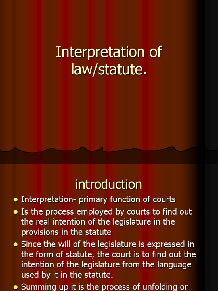 Interpretation of Law PDF Statutory Interpretation Ethical Principles