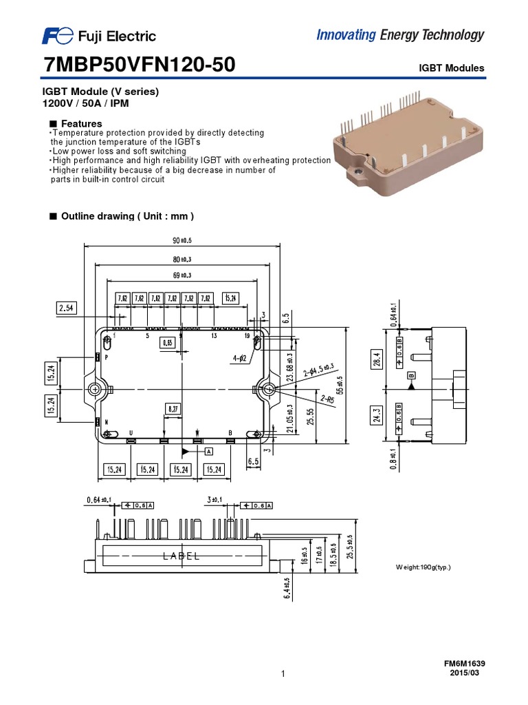 7MBP50VFN120-50: IGBT Module (V Series) 1200V / 50A / IPM | PDF | Power ...