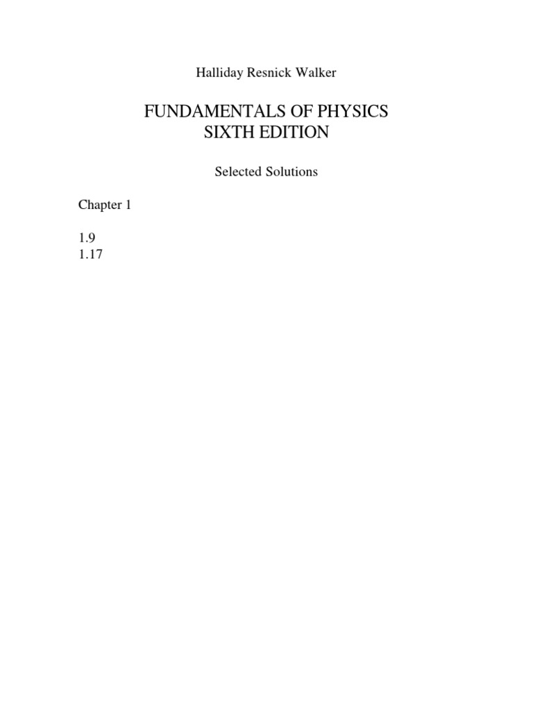 Halliday Resnick Walker Selected Solutions PDF