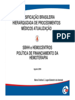 HEMOTERAPIA SBHH - Classificação Brasileira Procedimentos 