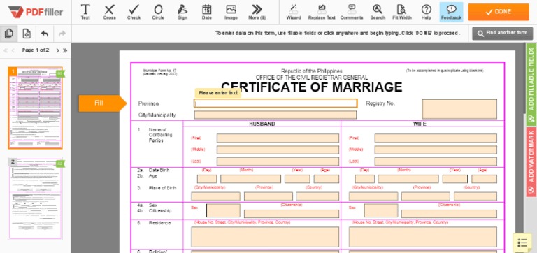 PDFfiller - Form No 97 Marriage 2007-2019 PDF | PDF
