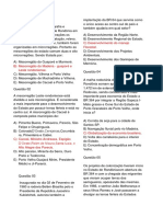 Questões - Geografia de Rondônia VI - Prof. Adão Marcos