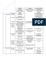 Tentative Program: No Date Time Activities Location Person in Charge