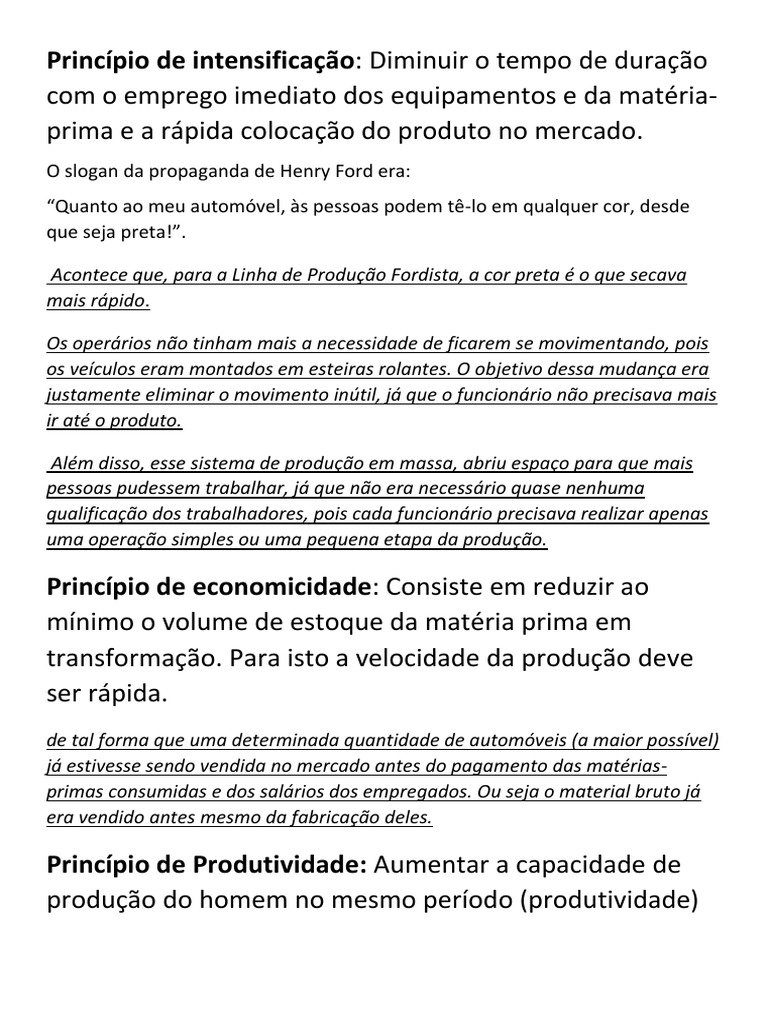 Princípios da Intensificação Fordista | PDF | Economias | Business