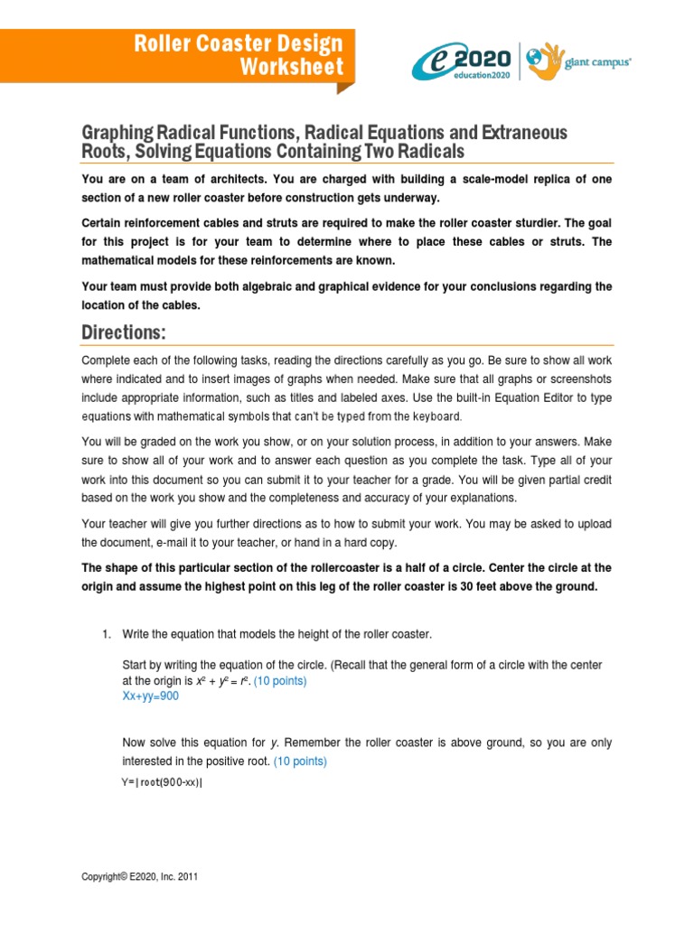 Ptw Roller Coaster Design Equations Mathematical Concepts