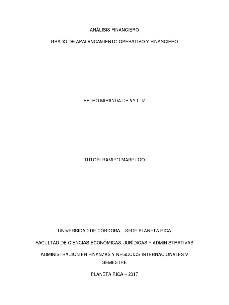 Análisis de Apalancamiento Financiero | PDF | Apalancamiento (Finanzas ...