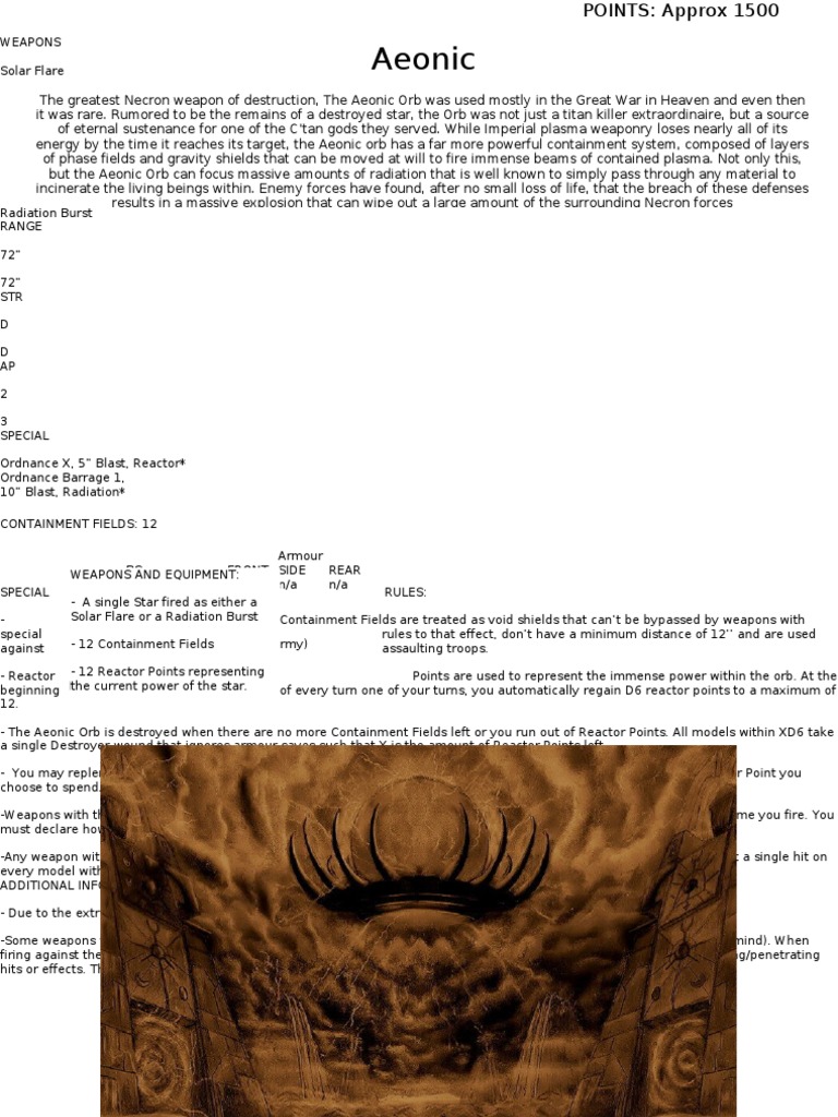 Aeonic Orb Military Science Warfare
