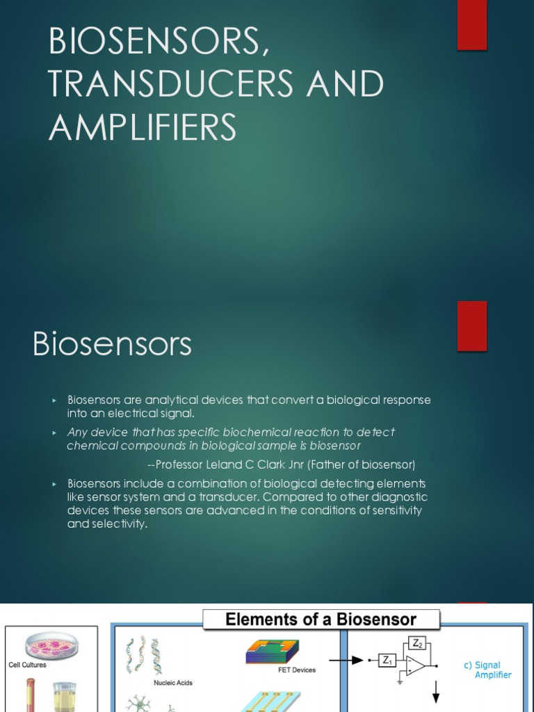 Biosensors, Transducers and Amplifiers PDF Biosensor Biotechnology