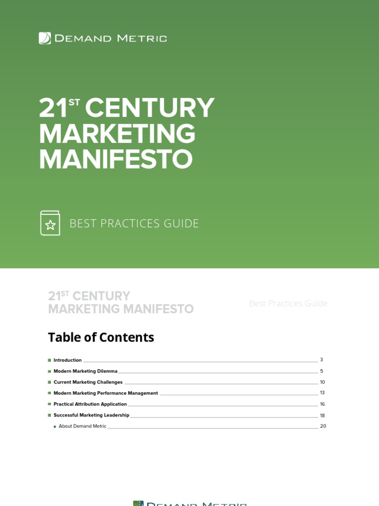 21st Century Marketing Manifesto Best Practices Guide PDF Marketing