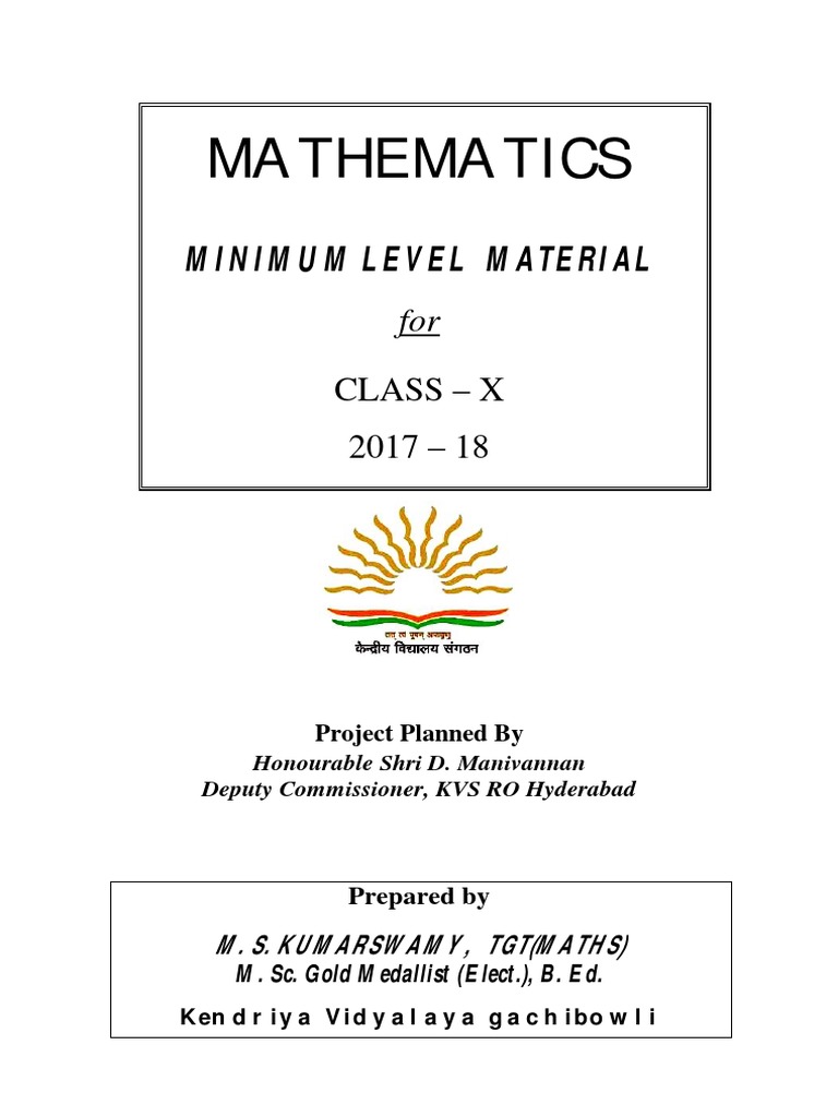 Class X Maths Study Material 2017-18 | PDF | Circle | Triangle