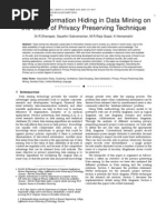 Download Security Information Hiding in Data Mining on the Basis of Privacy Preserving Technique by Journal of Computing SN43092880 doc pdf