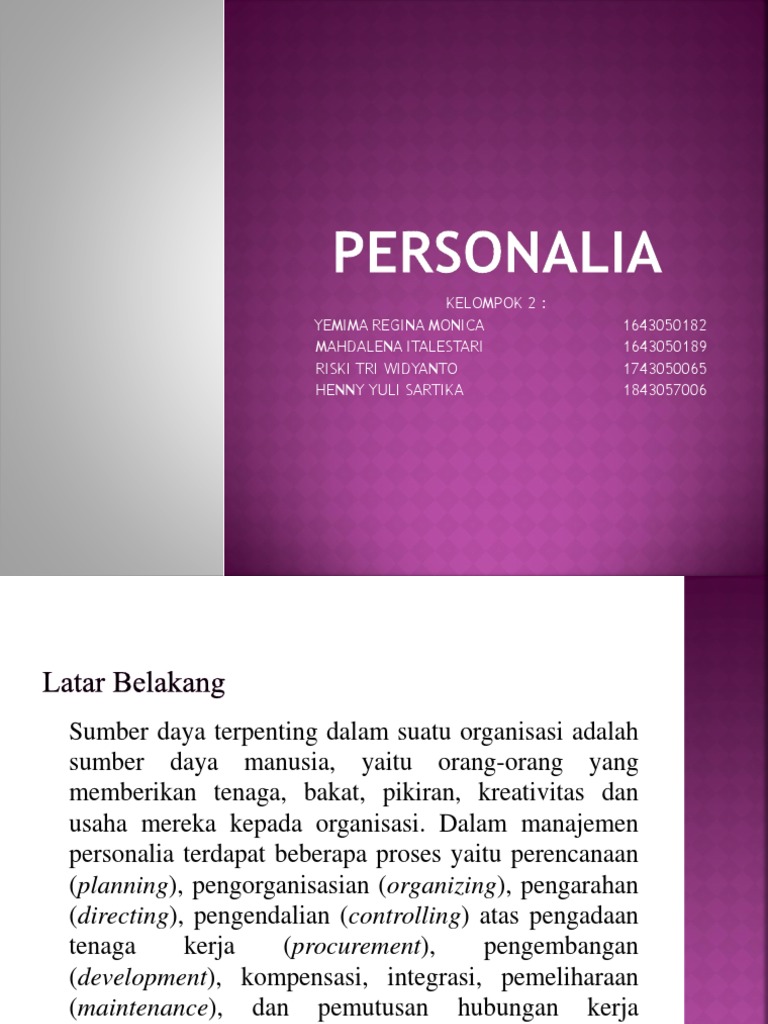 Manajemen Personalia Dasar & Fungsi PDF Karier & Perkembangan