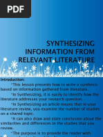 Synthesizing Information From Relevant Literature Arcan