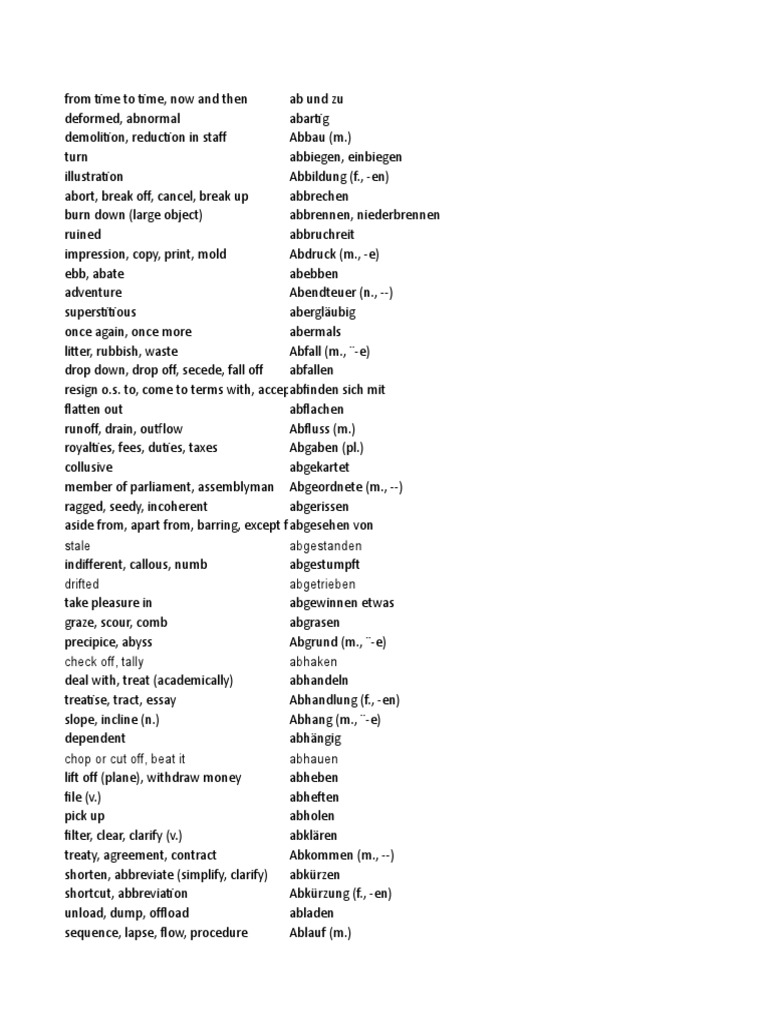 Vocabulary German