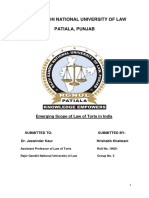 Rajiv Gandhi National University of Law Patiala, Punjab: Emerging Scope of Law of Torts in India