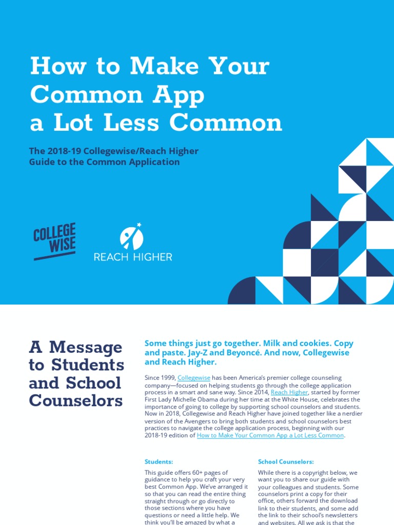 The 2018-19 Guide To The Common App (CW - Reach Higher) | PDF ...