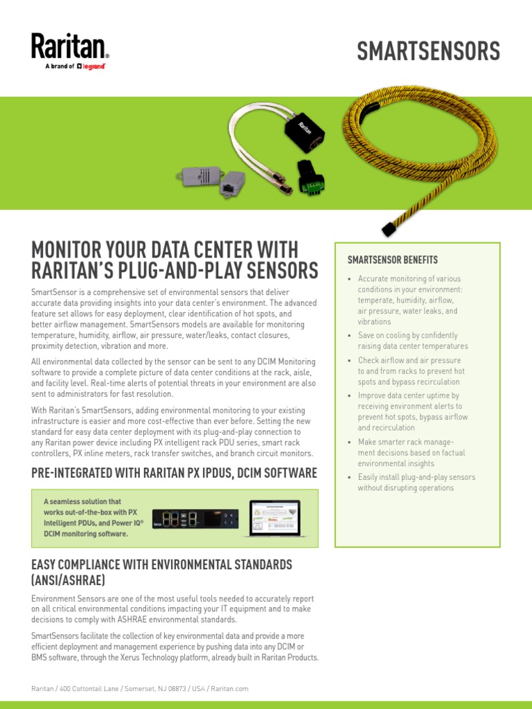 Raritan Smartsensor Datasheet PDF | PDF | Data Center | Relative Humidity