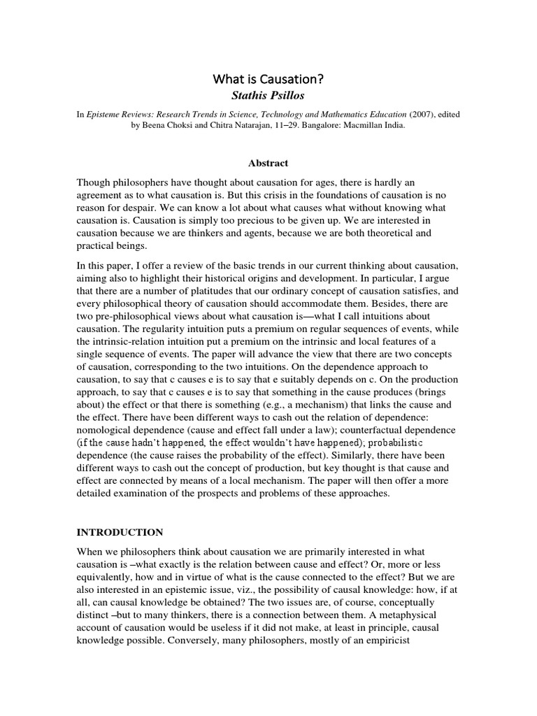 Understanding Causation: Key Concepts | PDF | Causality | David Hume