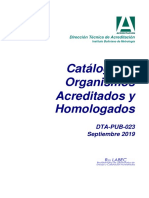 Dta-pub-023 v16 Catalogo Organismos Acreditados y Homologados, Actulizado Al 02 de Septiembre de 2019