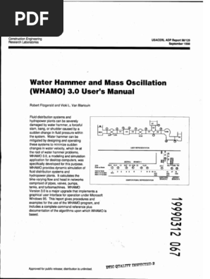 USACE - Water Hammer and Mass Oscillation (WHAMO) Ver. 3.0 - User