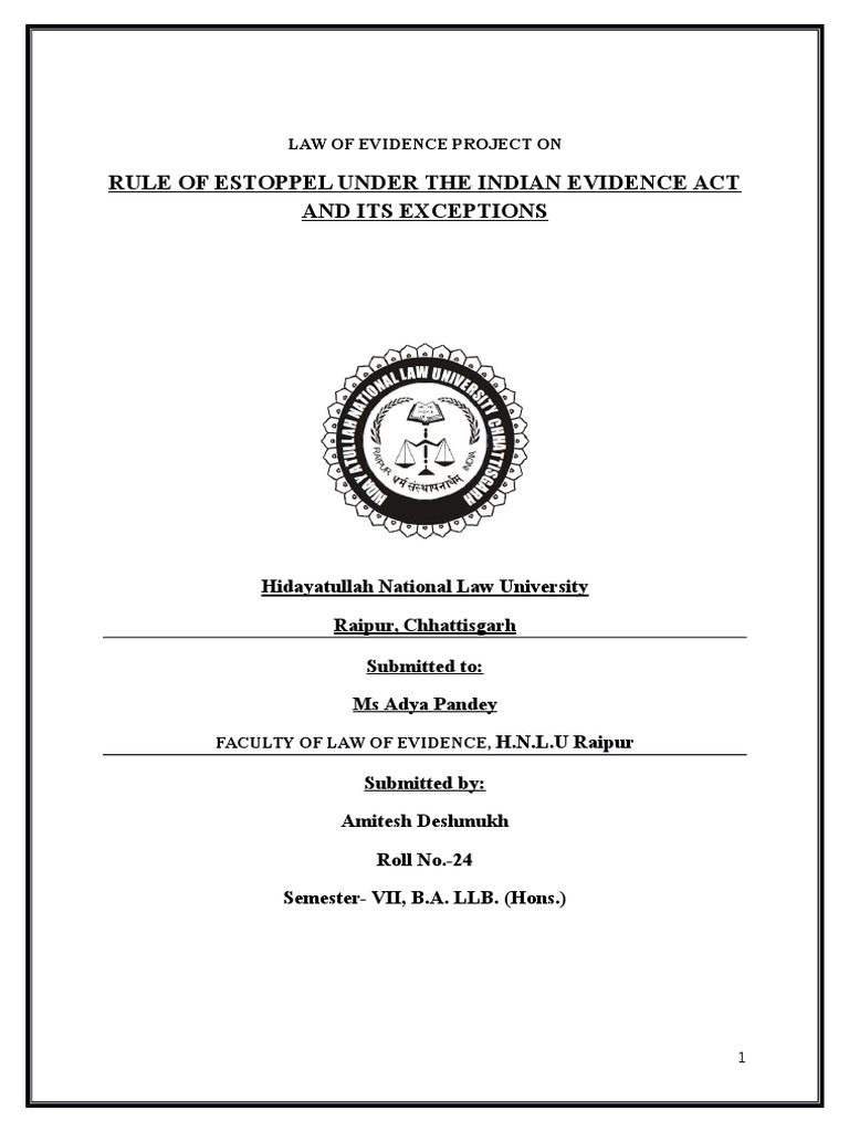 Estoppel Under Indian Evidence Act | PDF | Estoppel | Private Law