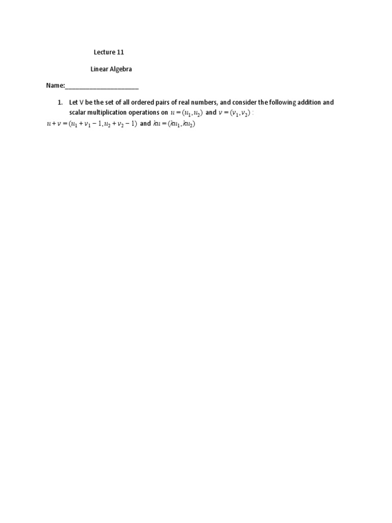 Linear Algebra Lecture 11: Vector Spaces | PDF | Science & Mathematics