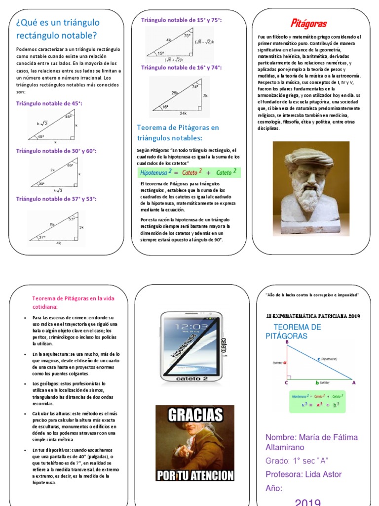Triptico De Triangulos Notables Xd Pdf Triangulo Pitagoras