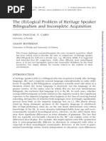 The (Il) Logical Problem of Heritage Speaker Bilingualism and Incomplete Acquisition