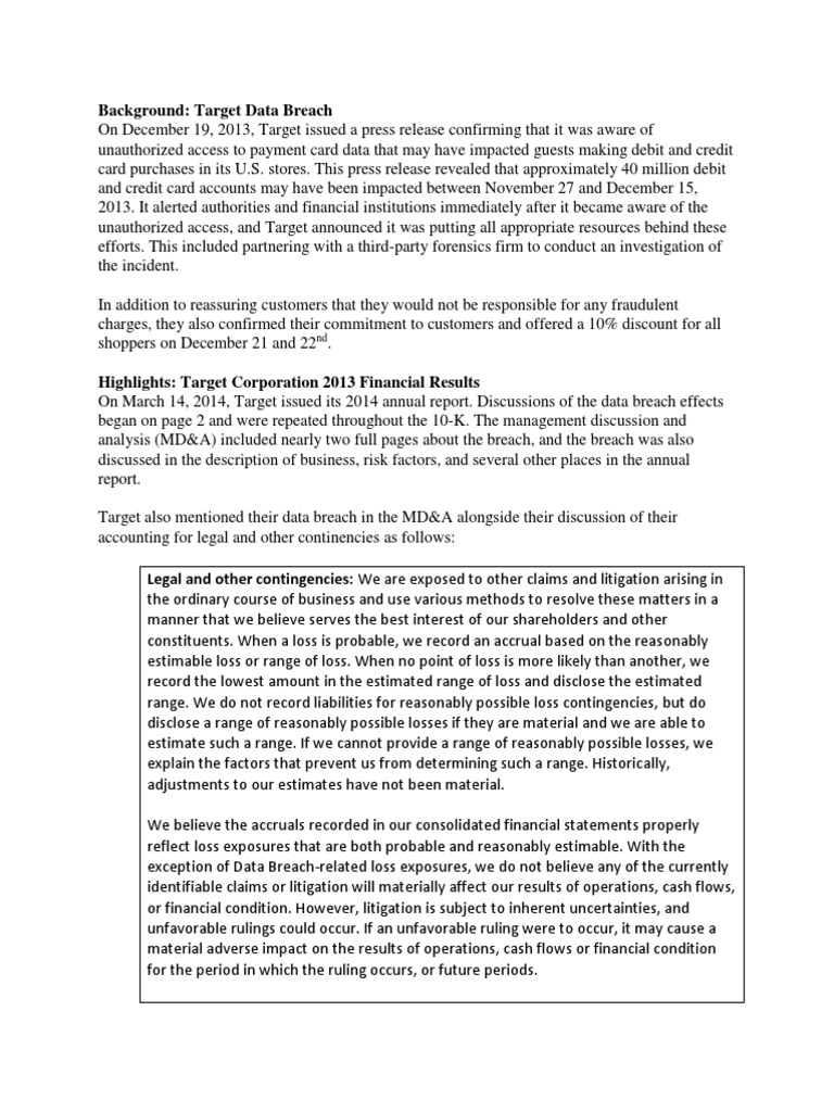 Target Data Breach Financial Impact Analysis | PDF | Target Corporation ...