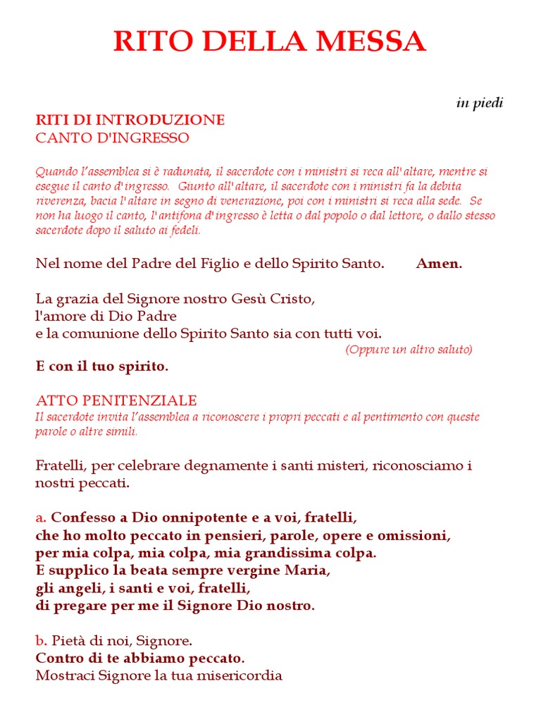 Rito Del Battesimo Durante La Messa Domenicale Libretto Rito Della Messa | PDF