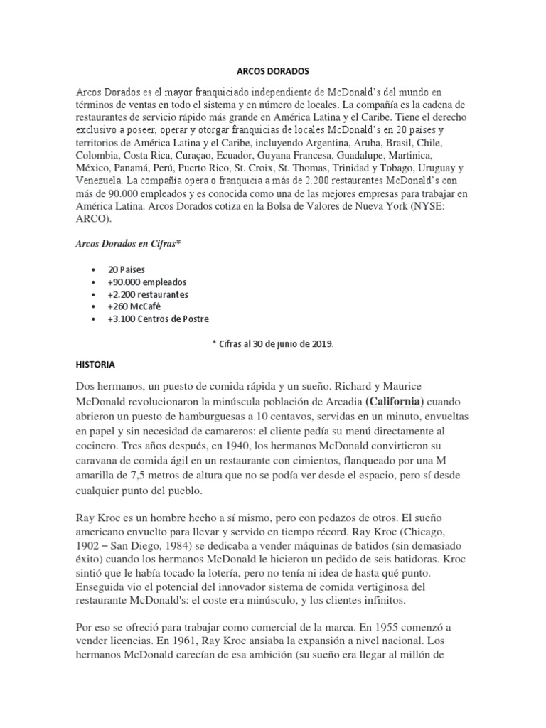 Cuanto Cobra Un Empleado De Mcdonalds Arcos Dorados | PDF | Mc Donald's | Acoso sexual