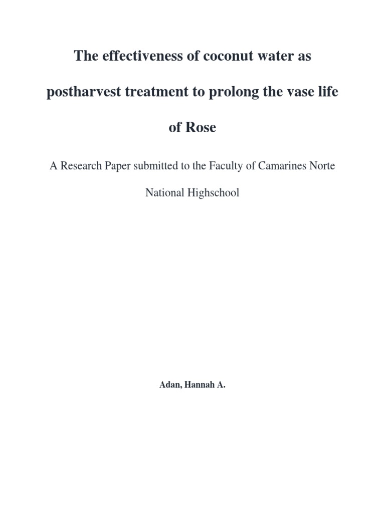 The Effectiveness of Coconut Water as a Postharvest Treatment to