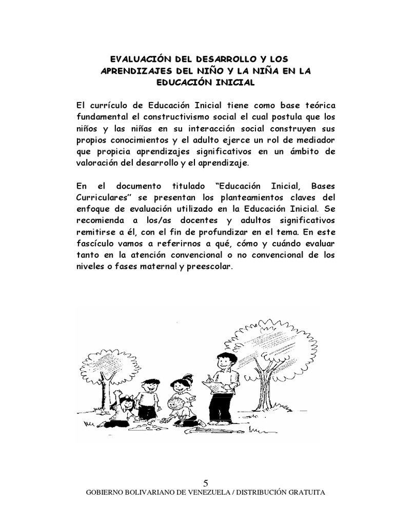 Evaluación en Educación Inicial | PDF | Educación de la primera ...
