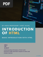 Basic Introduction With HTML: By-Assis - Professor-Ajeet Achal