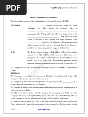 Profit Sharing Agreement Between Doctor and Hospital