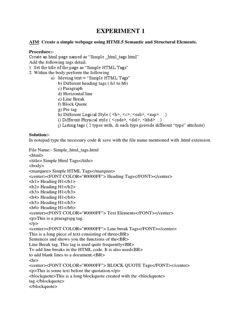 Web Programming Lab Manual | PDF | Html Element | Cascading Style Sheets