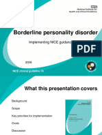 Borderline Personality Disorder: Implementing NICE Guidance