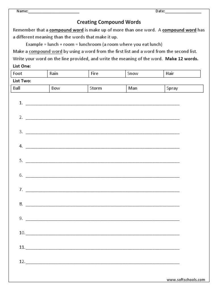 Creating Compound Words Activity Guide | PDF | Weather | Natural Events