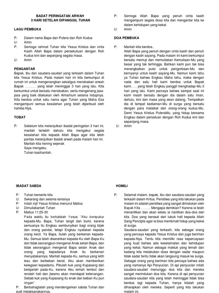 Ibadat Peringatan Arwah | Pdf