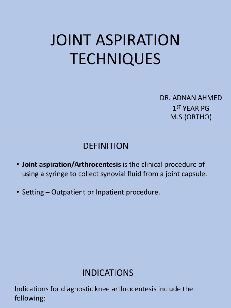 Joint Aspiration Techniques PDF Ankle Anatomical Terms Of Location