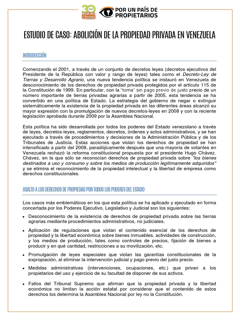 Venezuela Abolición de La Propiedad Privada | PDF | Dominio eminente ...