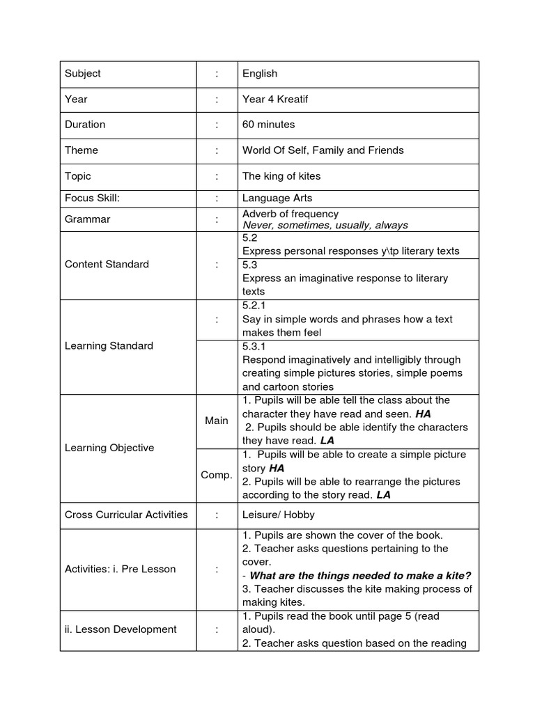 CEFR Lesson Plan Language Arts | PDF | Question | Linguistics