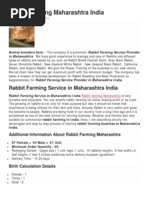 Rabbit Farming Maharashtra India