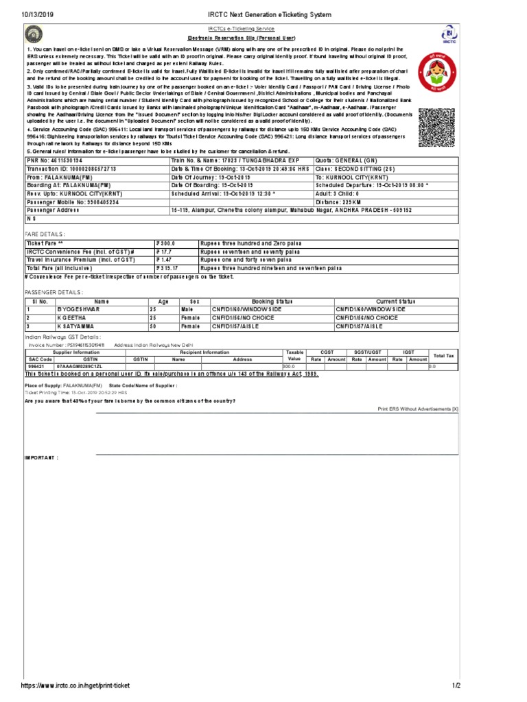 IRCTC Next Generation Eticketing System PDF | PDF | Identity Document ...