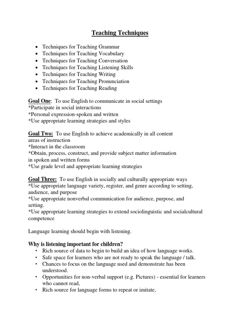 Effective English Teaching Techniques | PDF | Career & Growth ...