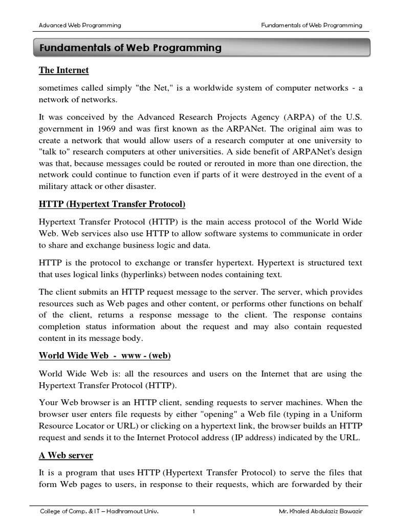 Fundamentals of Web Programming: The Internet | PDF | Websites | World ...