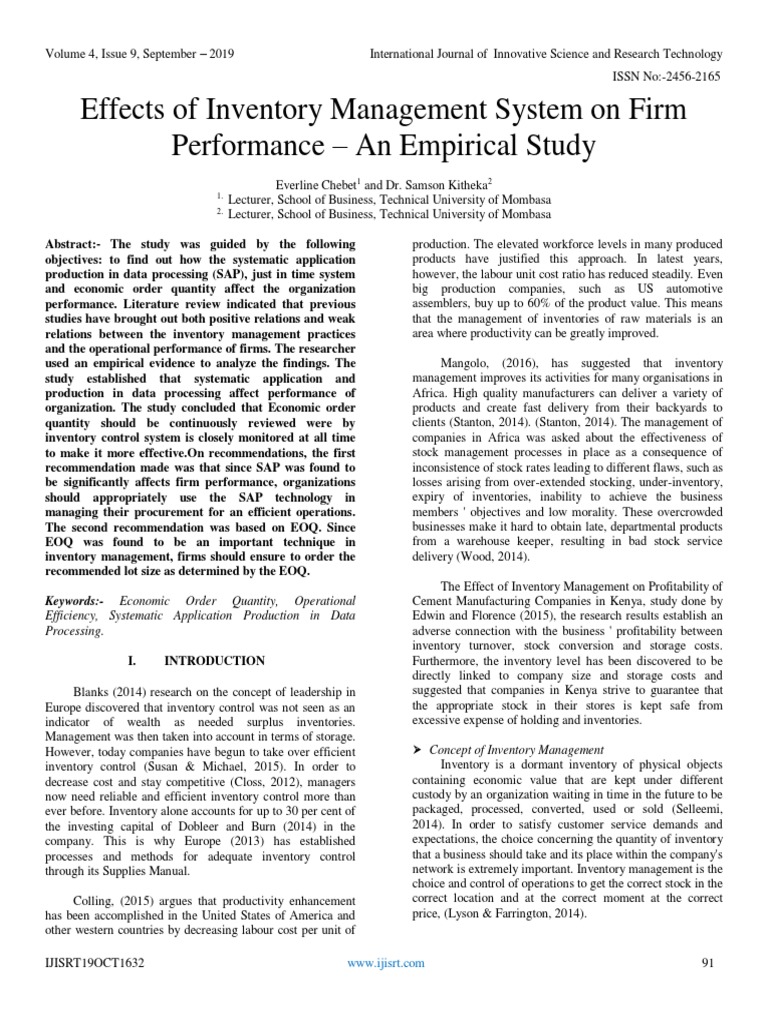 Impact of Inventory Control on Profitability | PDF | Inventory | Lean ...