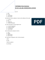 Study of Car Air Conditioning System: MCQ (Multiple Choice Questions)