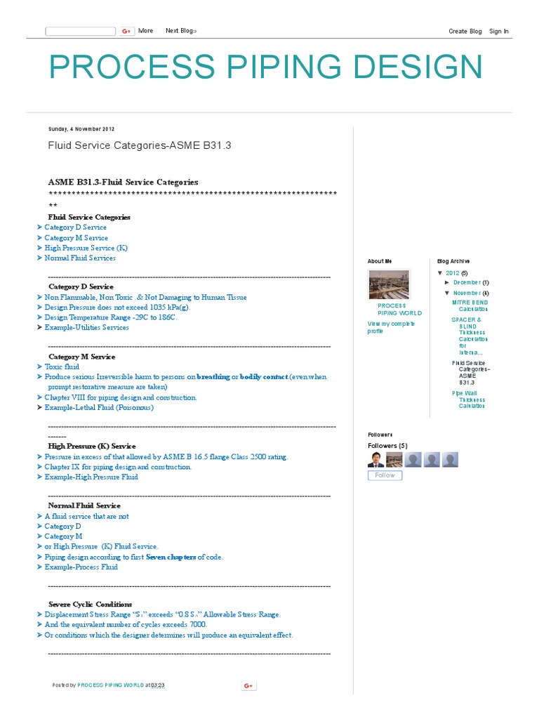 Piping Fluid Service CategoriesASME B31.3 PDF Pipe (Fluid Conveyance) Gas Technologies